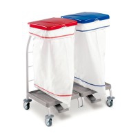 Trolley for dirty clothes with lid and pedal: Equipped with two 70-liter bags